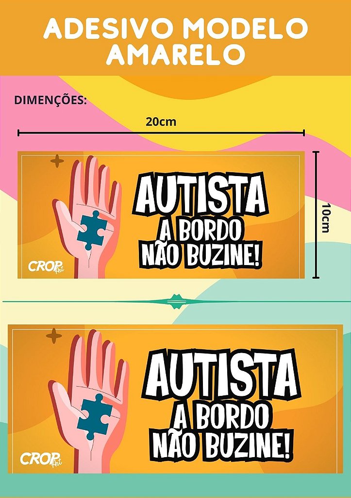 Adesivos de Autismo para Carro (Amarelo): 'Autismo a Bordo, Não Buzine'