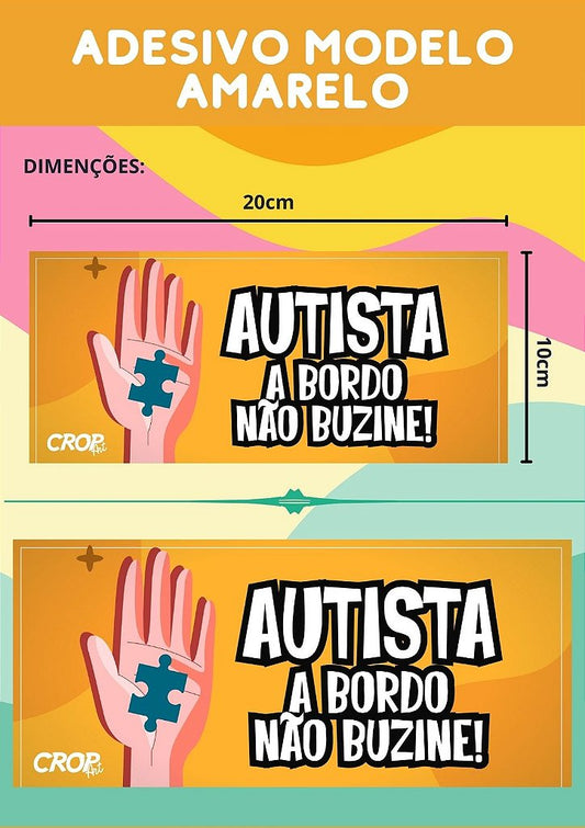 Adesivos de Autismo para Carro (Amarelo): 'Autismo a Bordo, Não Buzine'