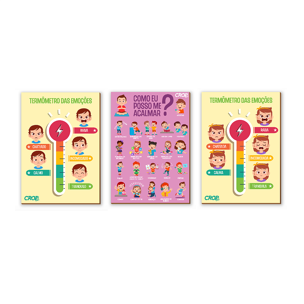 Kit 3 Quadros MDF - Controle da Raiva