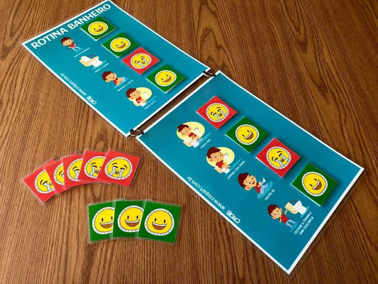 Placa Rotina Banheiro - Menino